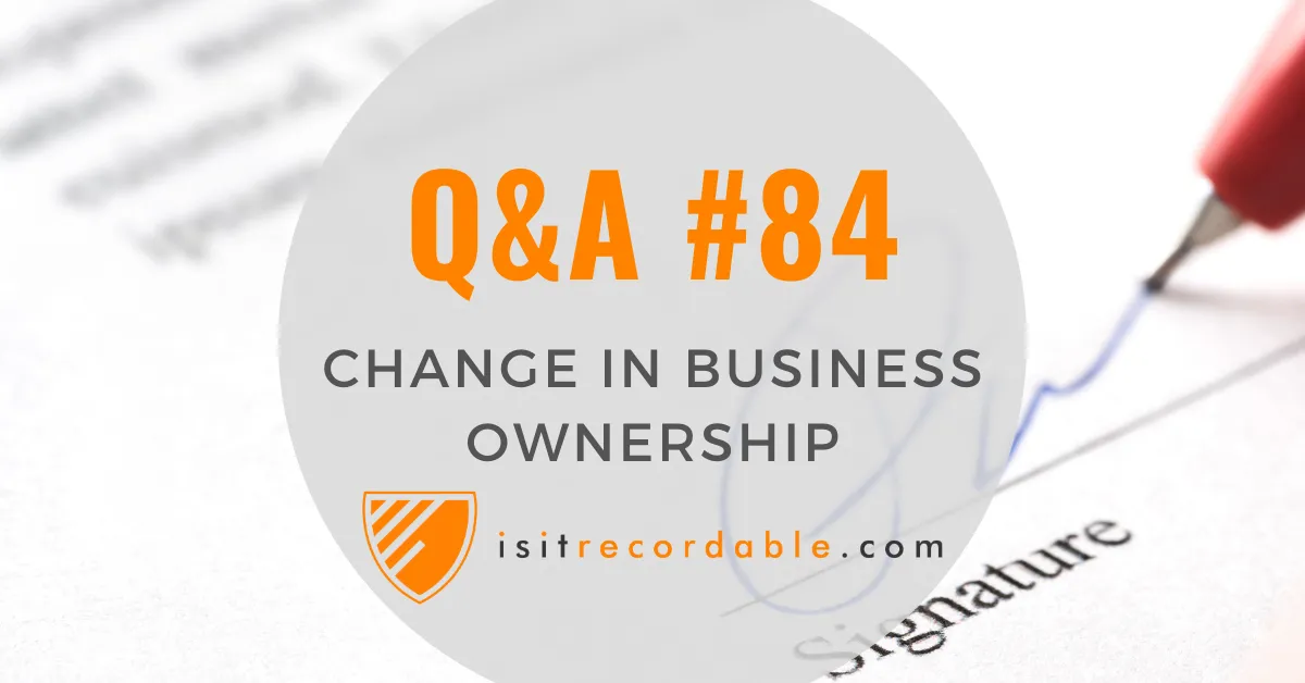 Illustration for the scenario: Change in Business Ownership